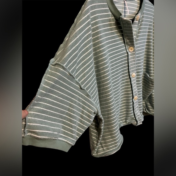 FREE PEOPLE MATILDA STRIPED TERRY CARDIGAN - Picture 5 of 16